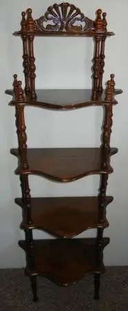 Antique Victorian 5 Tier Stand Shelf Curio Mahogany