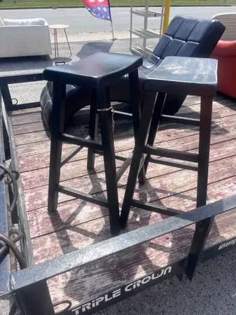 Two Solid Wood Bar Stools