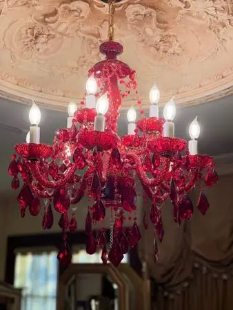 3p red baroque rococo revival european imprt glass chandelier sconce