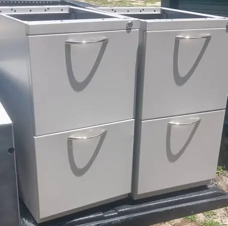 Pair of 2 Drawer,Letter-Size File Cabinets,Pedestals,LT Gray,Lockable