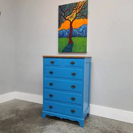 Vintage Solid Wood Refinished Dresser.