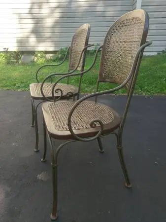 A Pair of Vintage Drexel Wrought Iron Chairs armchairs
