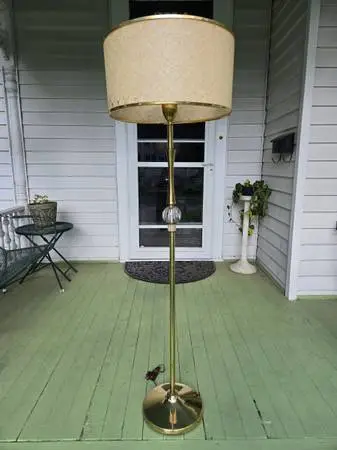 Mid Century Modern Brass and Glass Floor Lamp by Stiffel