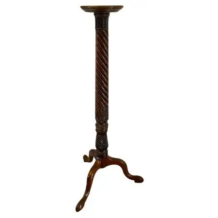 Vintage Carved Mahogany coat rack clothes hanger Stand H70”(address in descrip