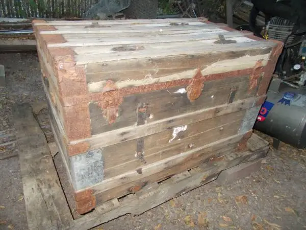 Trunks, Steamers: 2@ Used, Large, Wood w/Metal-Support, Wheels, Needs