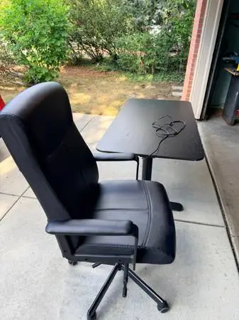 IKEA Desk (Automatic Height) with Leatherette Chair