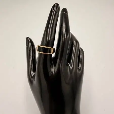 14k Gold Black Onyx Inlay Band Ring Size 7