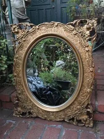 Outstanding c1890s Victorian gesso on wood Wall Mirror/great condition