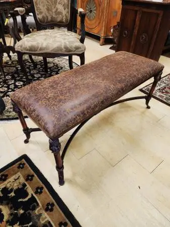 Kavana Transitional Style Bench Faux Leather Seat -41L