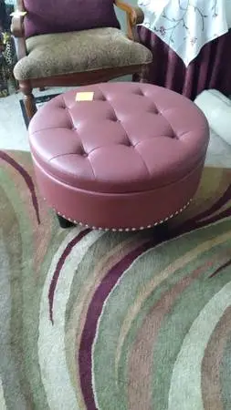 round leather ottoman w/storage