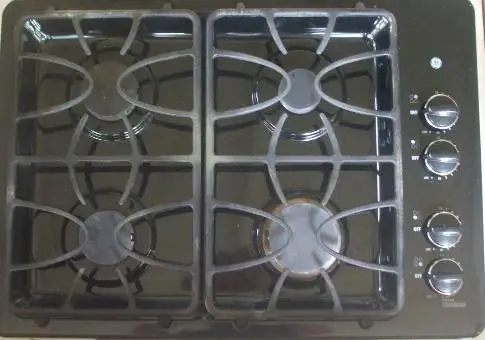GE black gas 30 4 burner cooktop