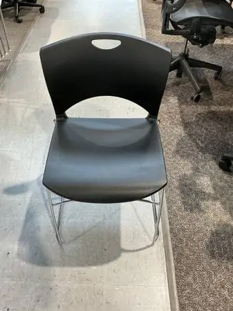 Plastic Stack Chairs by Sit On It in w/ Chrome base Black w/ No Arms