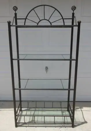 Brown Metal Bakers Rack / Shelf with 4 1/4-inch-Thick Glass Shelves