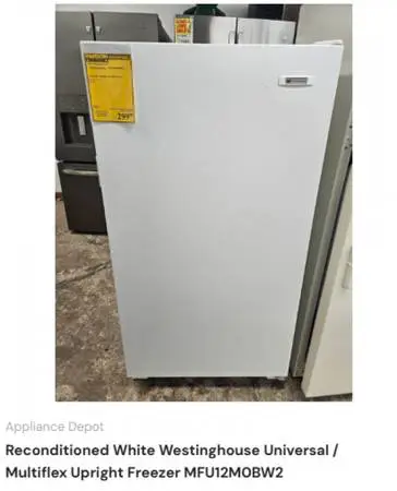 Reconditioned White Westinghouse Universal Upright Freezer MFU12M0BW2