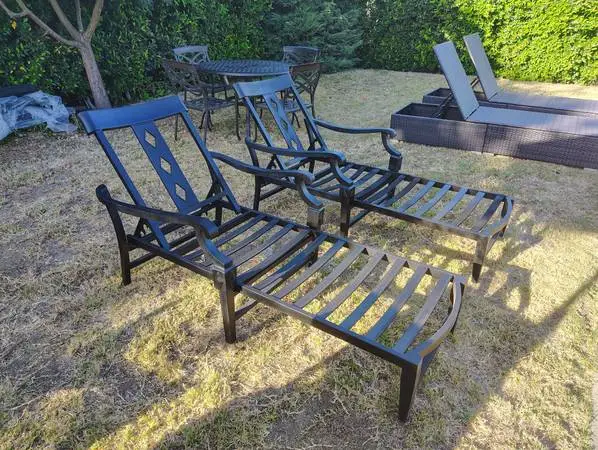 Outdoor patio chaise lounge chairs, pool furniture loungers