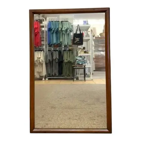 Vintage Mid-Century Modern Wood Frame Wall Mirror