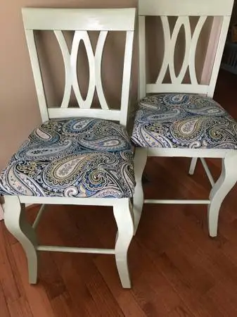 2 All Wood Upholstered Seat Bar Stools or High Top Stools
