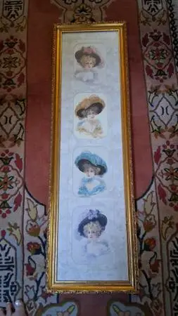 FRAMED PRINT OF VICTORIAN LADIES IN SPLENDID HATS