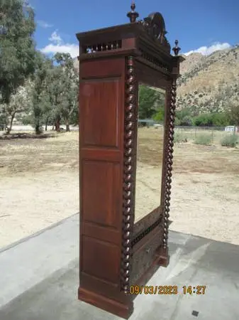 ARMOIRE W/ BEVELED PLATE MIRROR,SPIRAL COLUMNS -