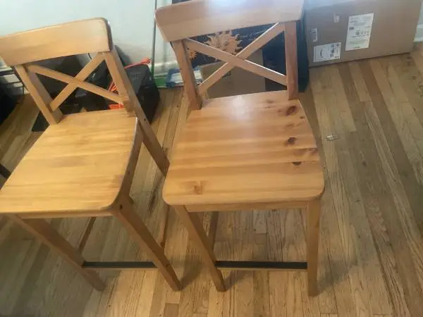 2 IKEA stools wood/pine