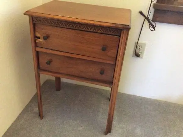 Antique Sewing Supply Side Table