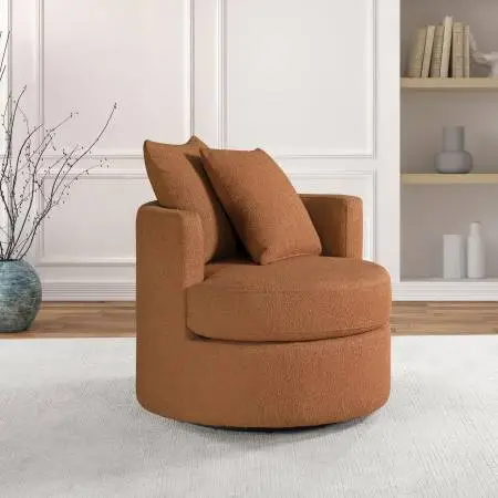 *Beautiful New Swivel Accent Chair in Burnt Orange Fabric*