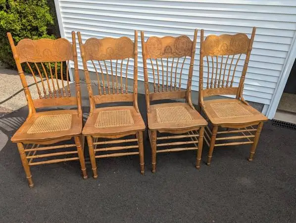MINT CONDITION OAK PRESSBACK CHAIRS