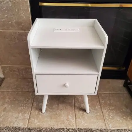 Nightstand with Built-In Charging Station & Storage White Was $180