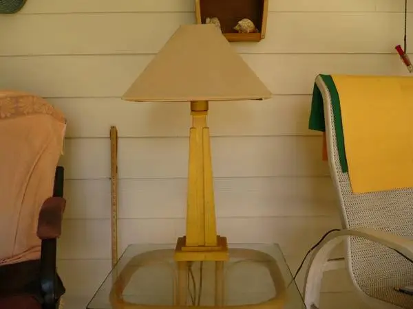 OUTDOOR TABLE LAMP, ALL WEATHER, RESIN BASE, CLOTH SHADE