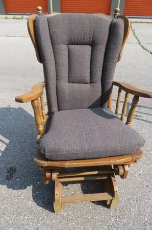 ROCKING CHAIR - SOLID WOOD - w/ NEWLY UPHOLSTERED PADS