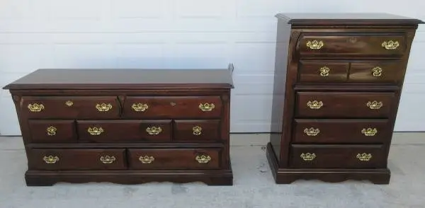 Wood Dresser with 7 Drawers and 5 Drawer Chest