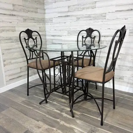 Pub Height Glass Table & 3 Chairs *delivery available*