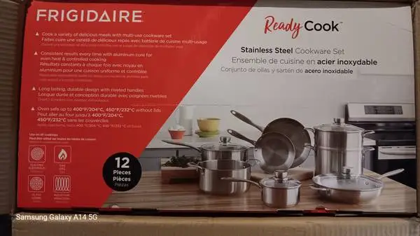 Electrolux Frigidaire 12 Piece Stainless steel Cookware Set New