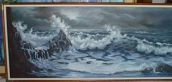 Oil Painting Seascape Realistic Waves Original Large Framed