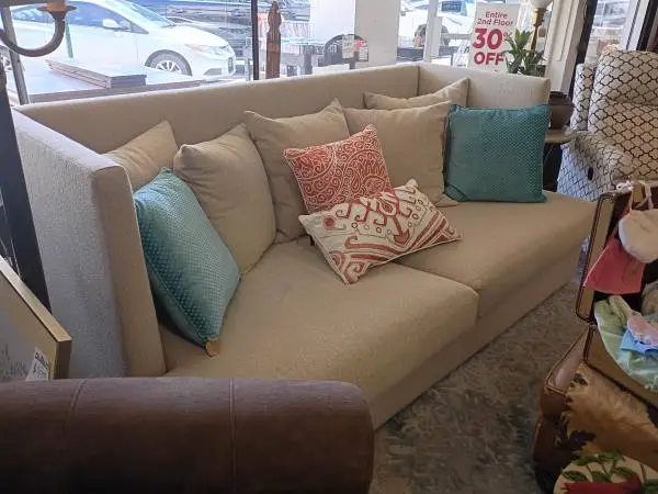 Quality Mid Century High Back Shelter Sofa by Crate & Barrel