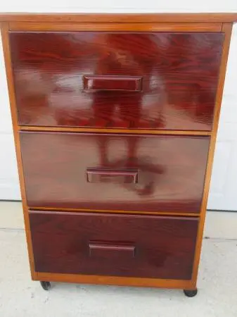 Solid Wood Heavy Duty Rolling Chest of 3 Drawers with Side Handles