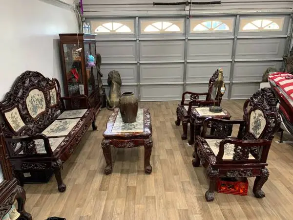 Rosewood Real Wood Living Room Set High Quality With Marble