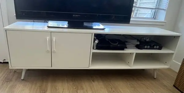 Wide White TV Stand