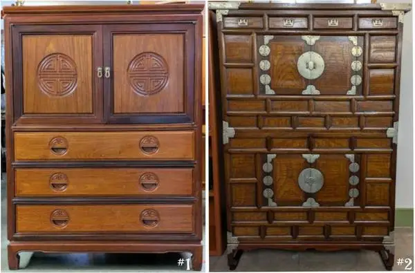 Solid Rosewood Gentlemans Chest & Antique Stacked Wooden Chest from
