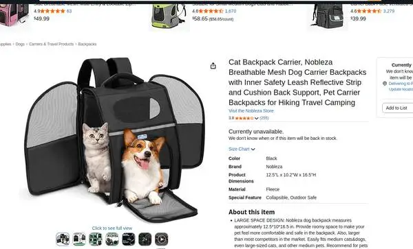 Cat Backpack Carrier, Nobleza Breathable Mesh Dog Carrier Backpacks wi