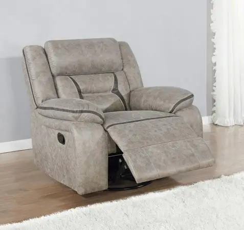 New Swivel Glider Recliner Upholstered in Taupe Faux Leathter*