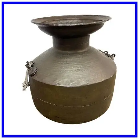 Large Hammered Metal Water Vessel + Rope Handles