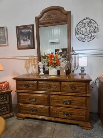 Wood Dresser & Mirror