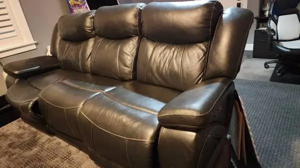 Black leather sofa