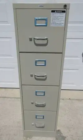 New Staples 4 Drawer Metal File Cabinet with Keys, Files