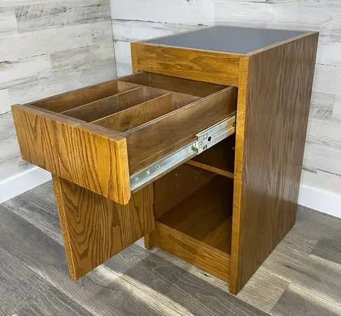 Small Oak Office End Table Cabinet
