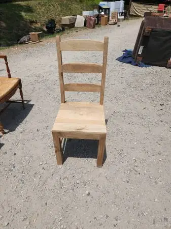 Natural Wood Slatted Back Dining Chair