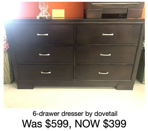6-Drawer Dark Wood Dresser by Dovetail, and other sale items!!!