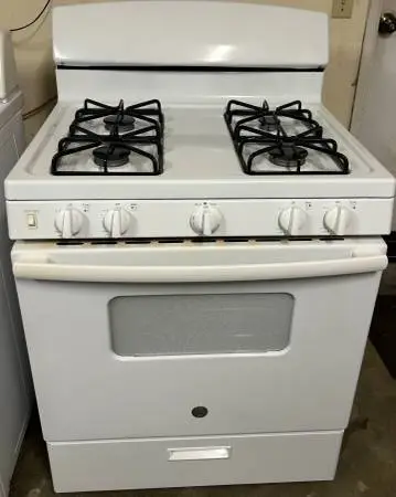 White GE Gas Stove 30” Width