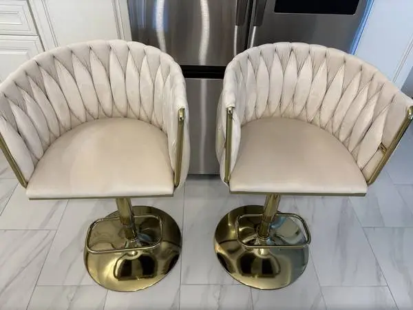 Counter Height Bar Stools Set of 2 Modern Velvet Bar Stools-New